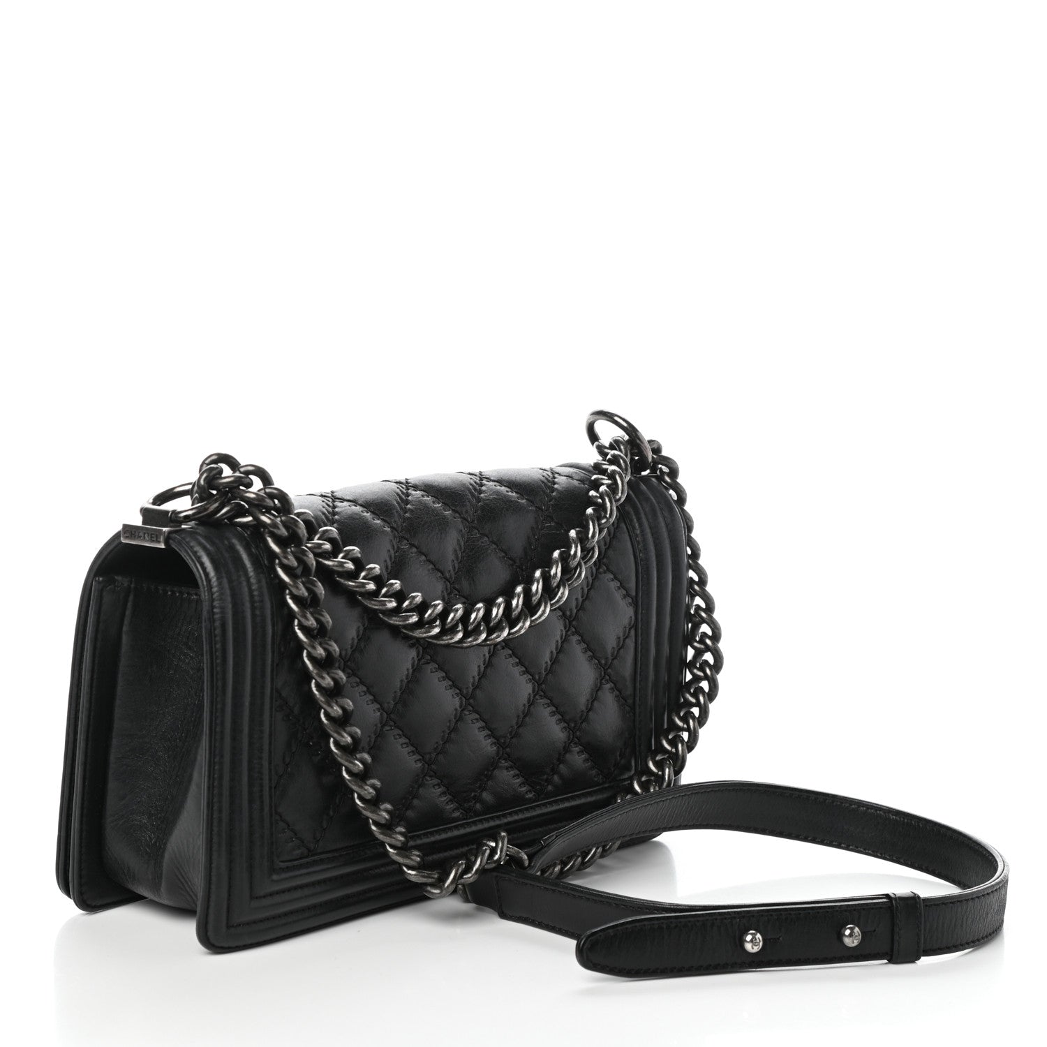 Chanel Calfskin Double Stitch Medium Boy Flap Black 3 of 10