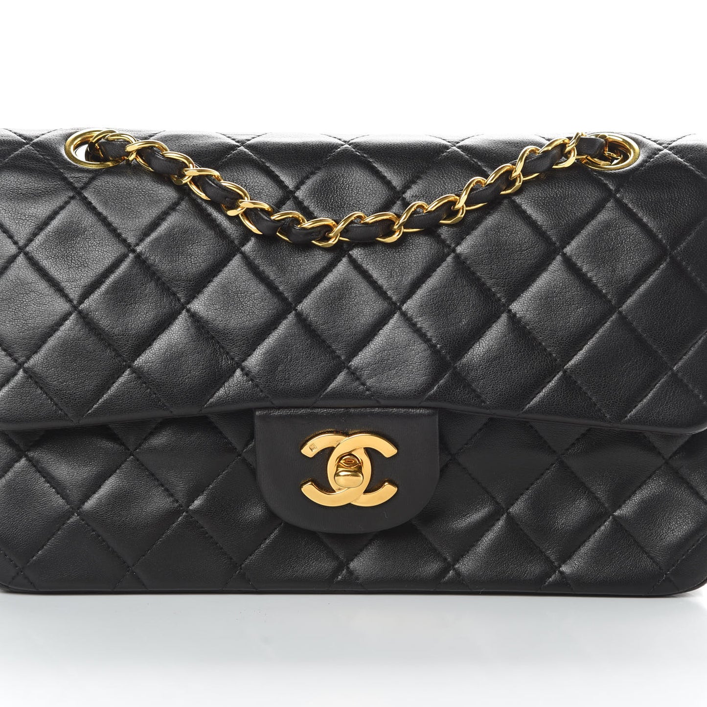 Lambskin Quilted Small Double Flap Black