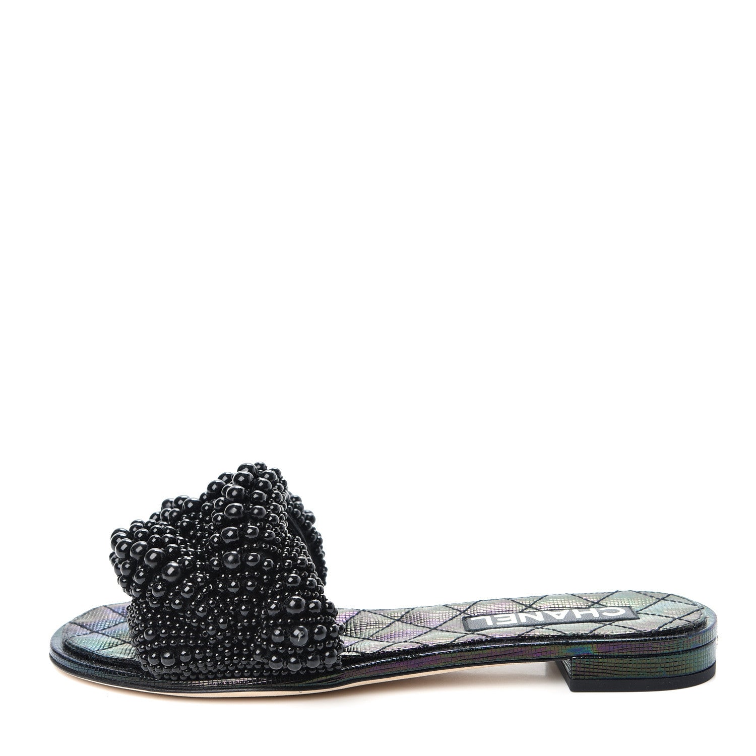 Chanel Fantasy Calfskin Pearl Cord CC Mules 38 Black 1 of 11