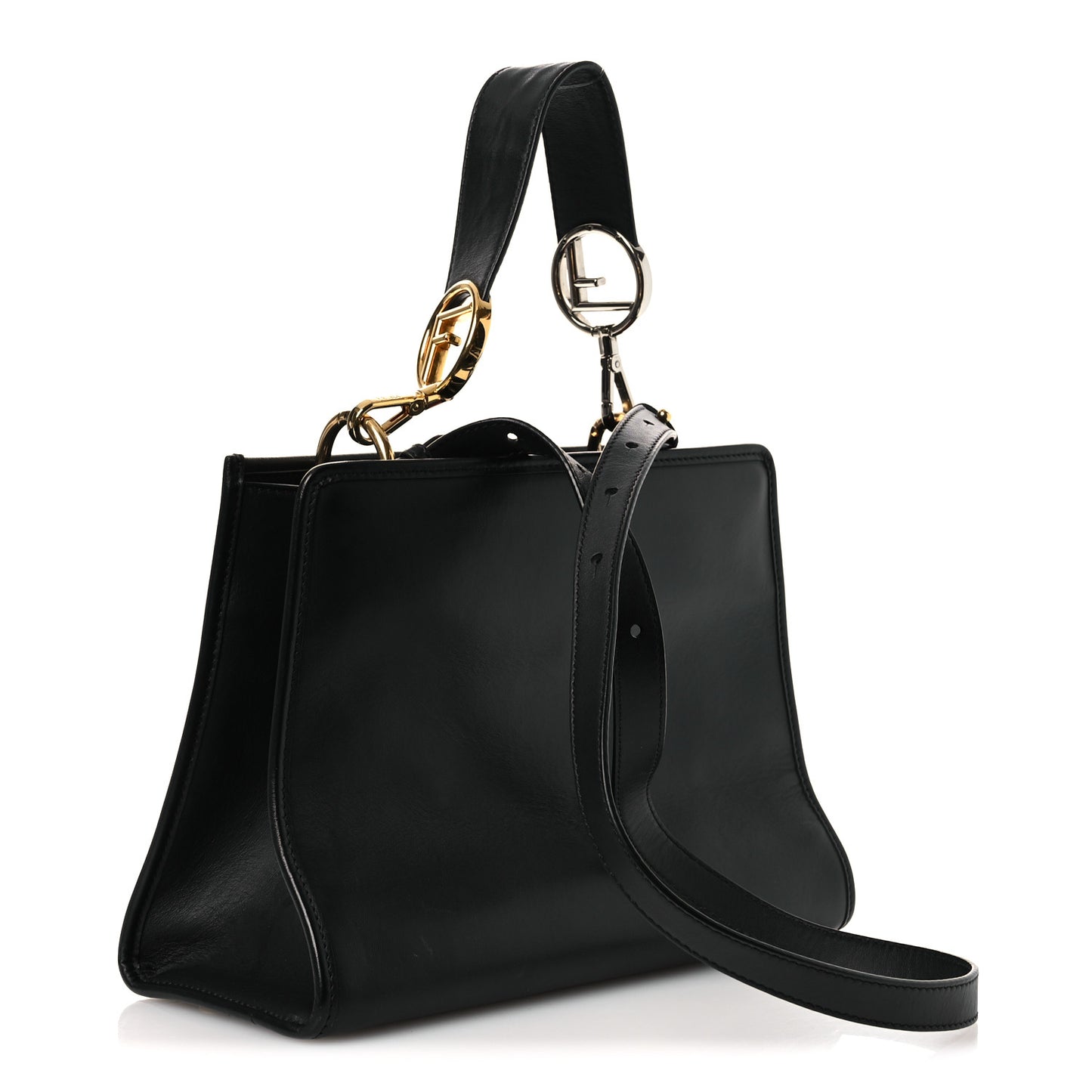 Vitello Century F is Fendi FF 1974 Embossed Small Runaway Satchel Black Maya