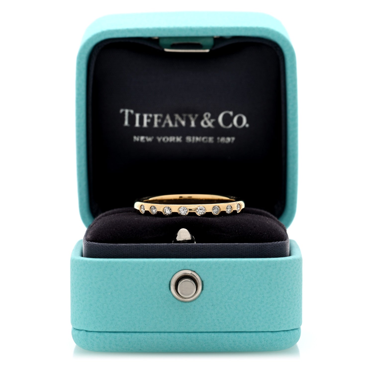Tiffany 18K Yellow Gold Diamond Elsa Peretti 8 Diamond Stacking Band Ring 62 10 5 of 5