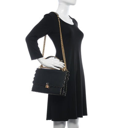Fendi Vitello Liberty Scalloped Studded Kan I Shoulder Bag Black 2 of 8