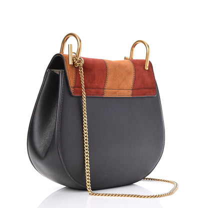 Chloe Suede Calfskin Patchwork Drew Shoulder Bag Black 3 of 7
