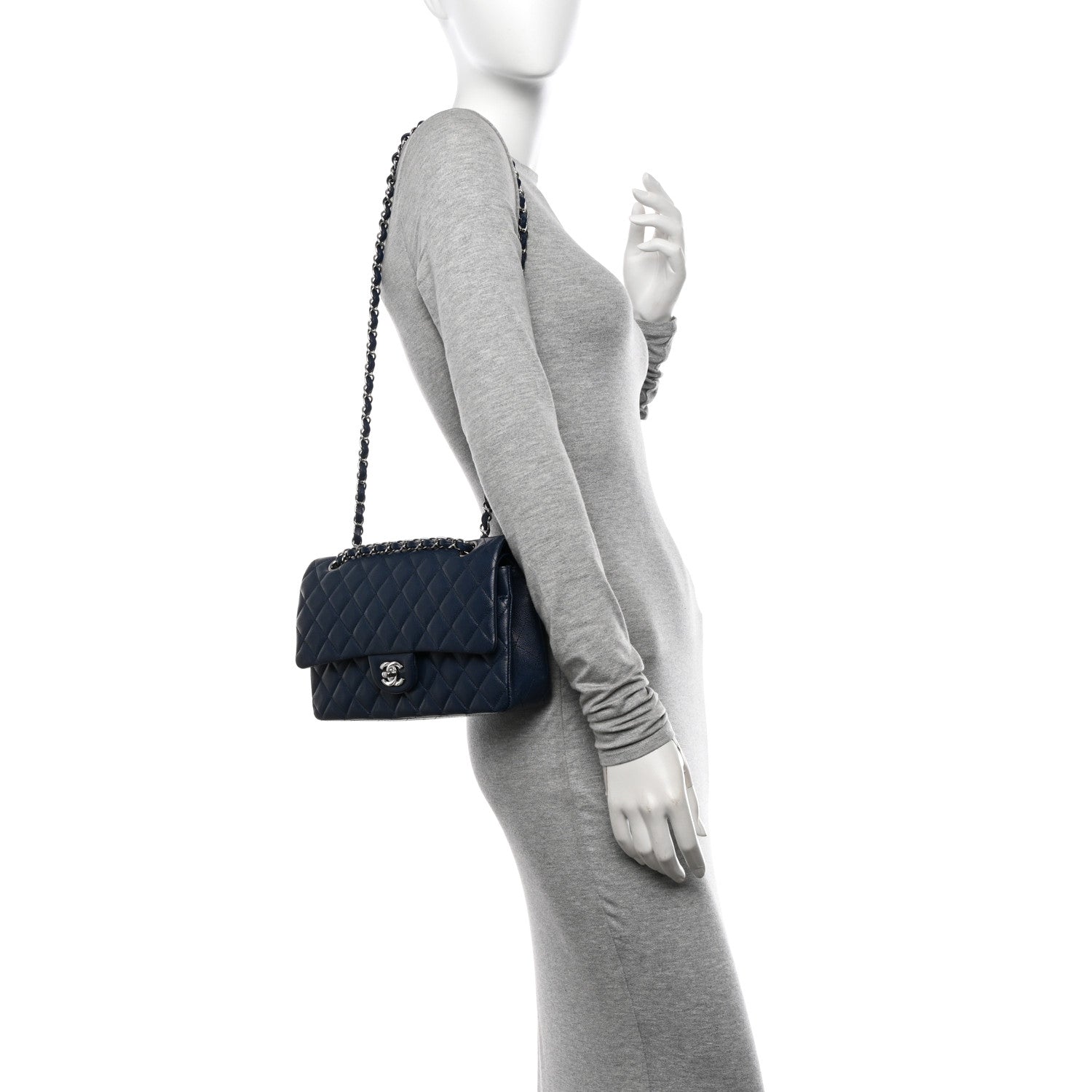 Chanel Caviar Quilted Medium Double Flap Navy 2 of 13