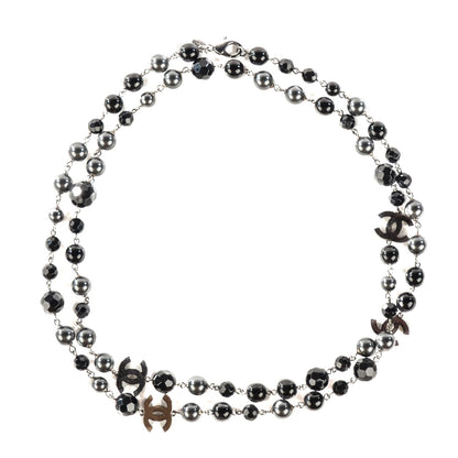 Chanel Ruthenium Beaded CC Long Necklace Black 1 of 5