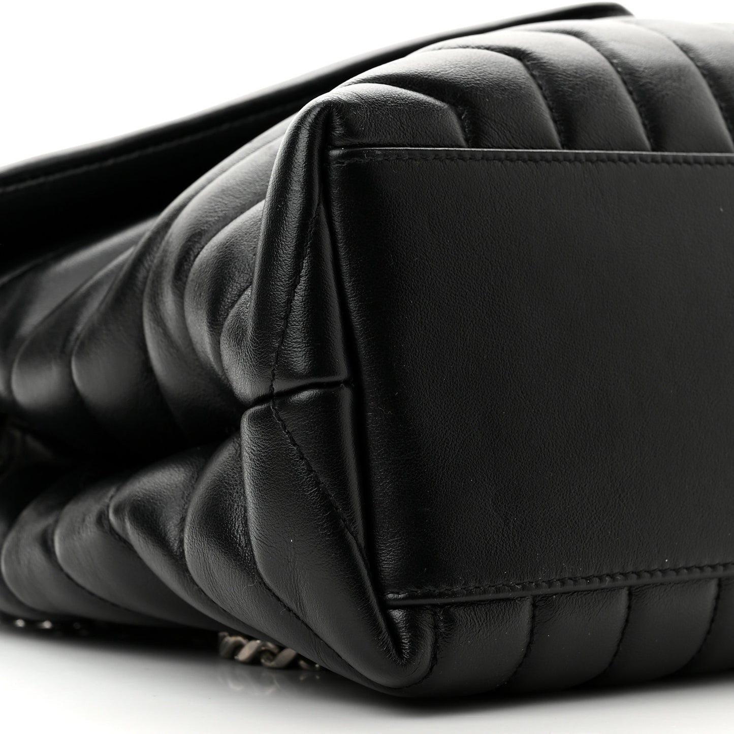 Calfskin Y Quilted Monogram Medium Loulou Chain Satchel Black