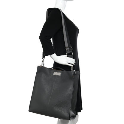 Fendi Cuoio Romano Glazed Fabric FF 1974 Peekaboo X-Lite Fit Asfalto Mou Black 2 of 11