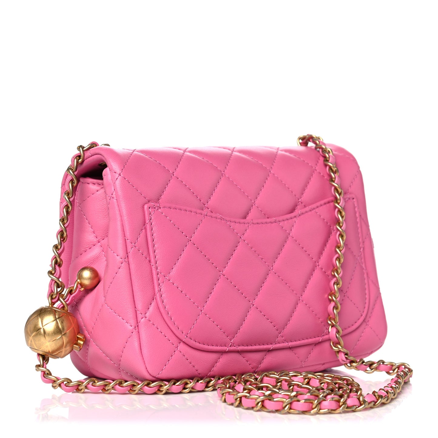 Lambskin Quilted Mini Pearl Crush Flap Pink