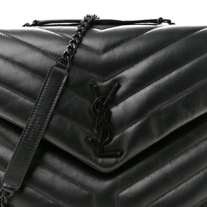 Saint Laurent Calfskin Y Quilted Monogram Monochrome Medium Loulou Chain Satchel Black 8 of 11