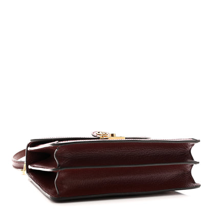 Gucci GG Supreme Monogram Textured Dollar Calfskin Web Small Ophidia Padlock Top Handle Bag Bordeaux 4 of 10