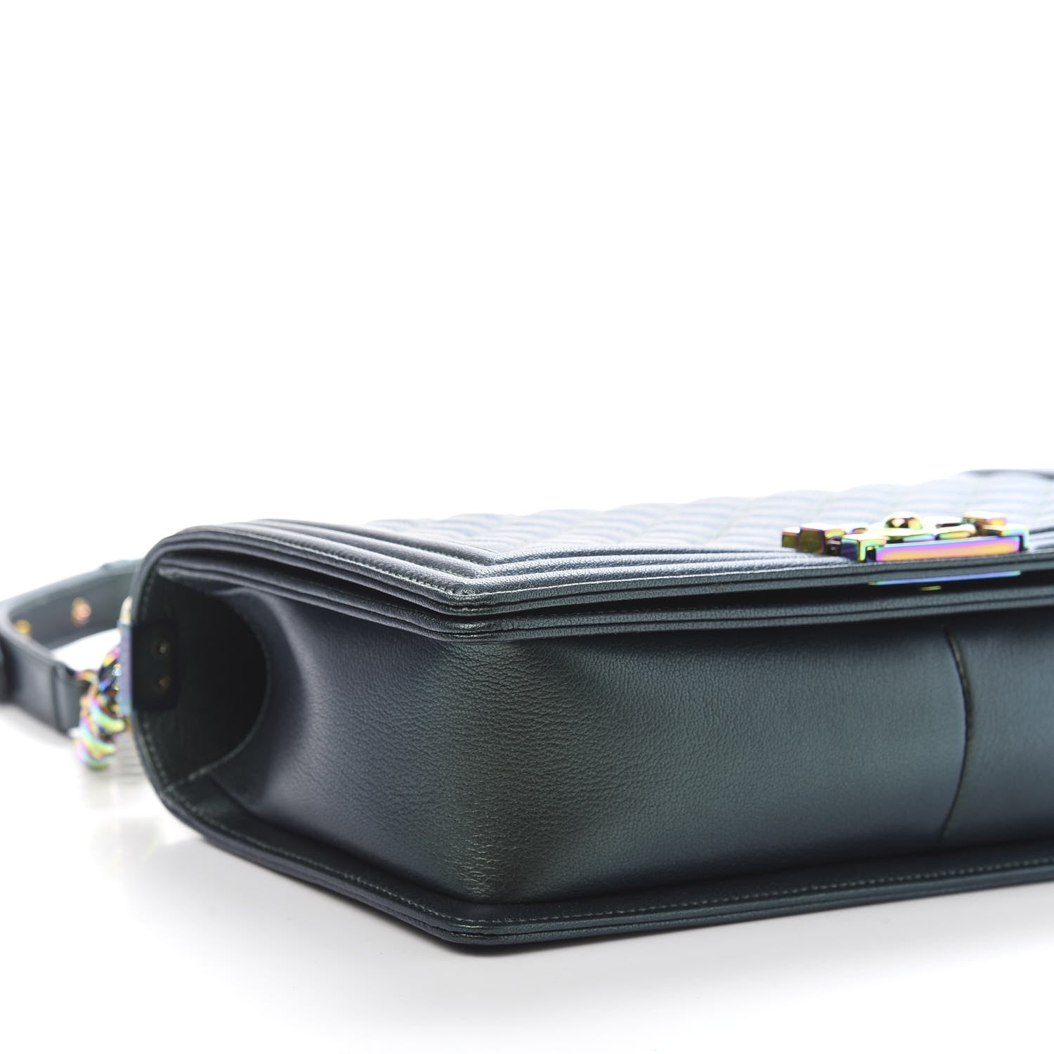 Chanel Iridescent Goatskin Quilted New Medium Boy Flap Green 6 of 11