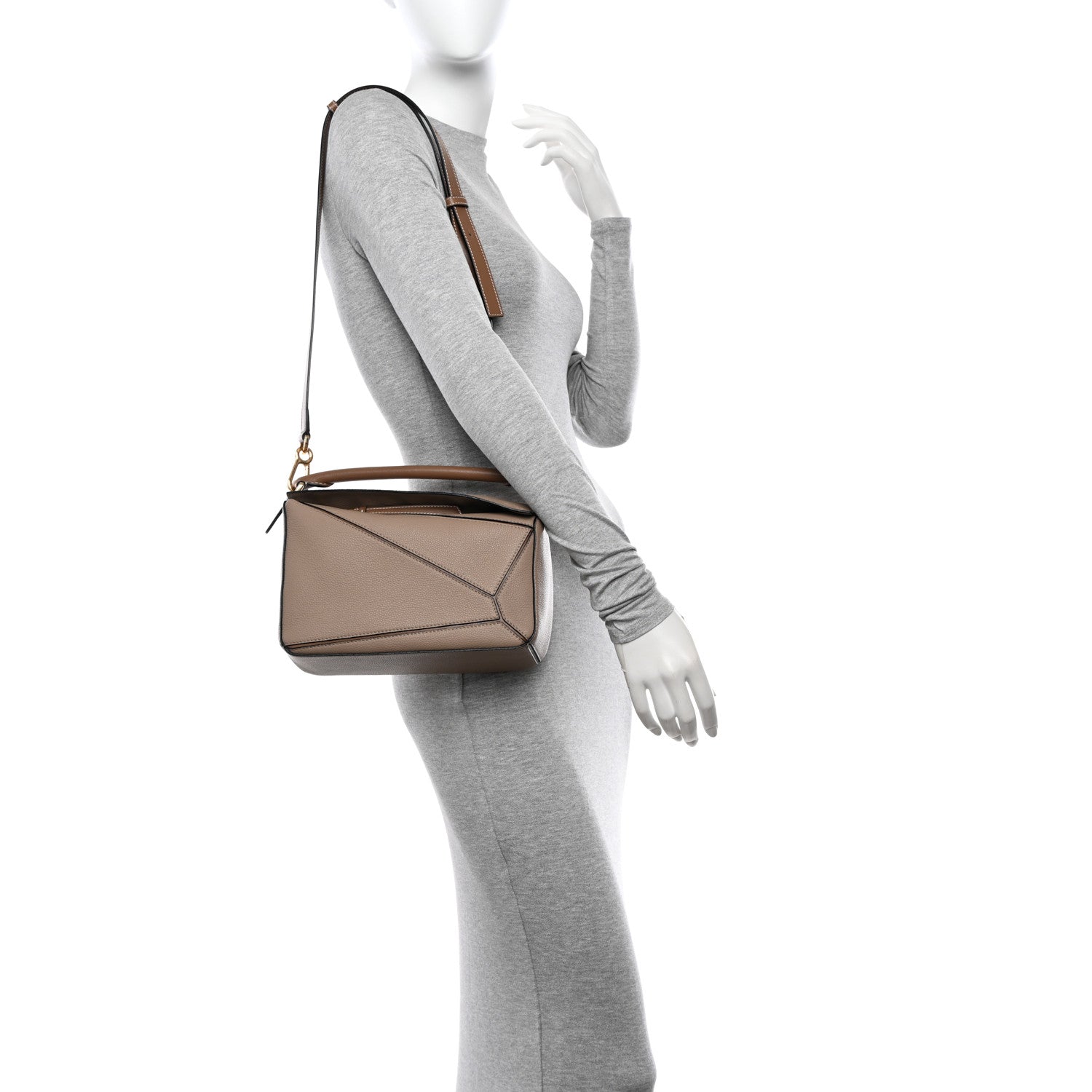 Loewe Grained Calfskin Small Puzzle Bag Sand Mink 2 of 11