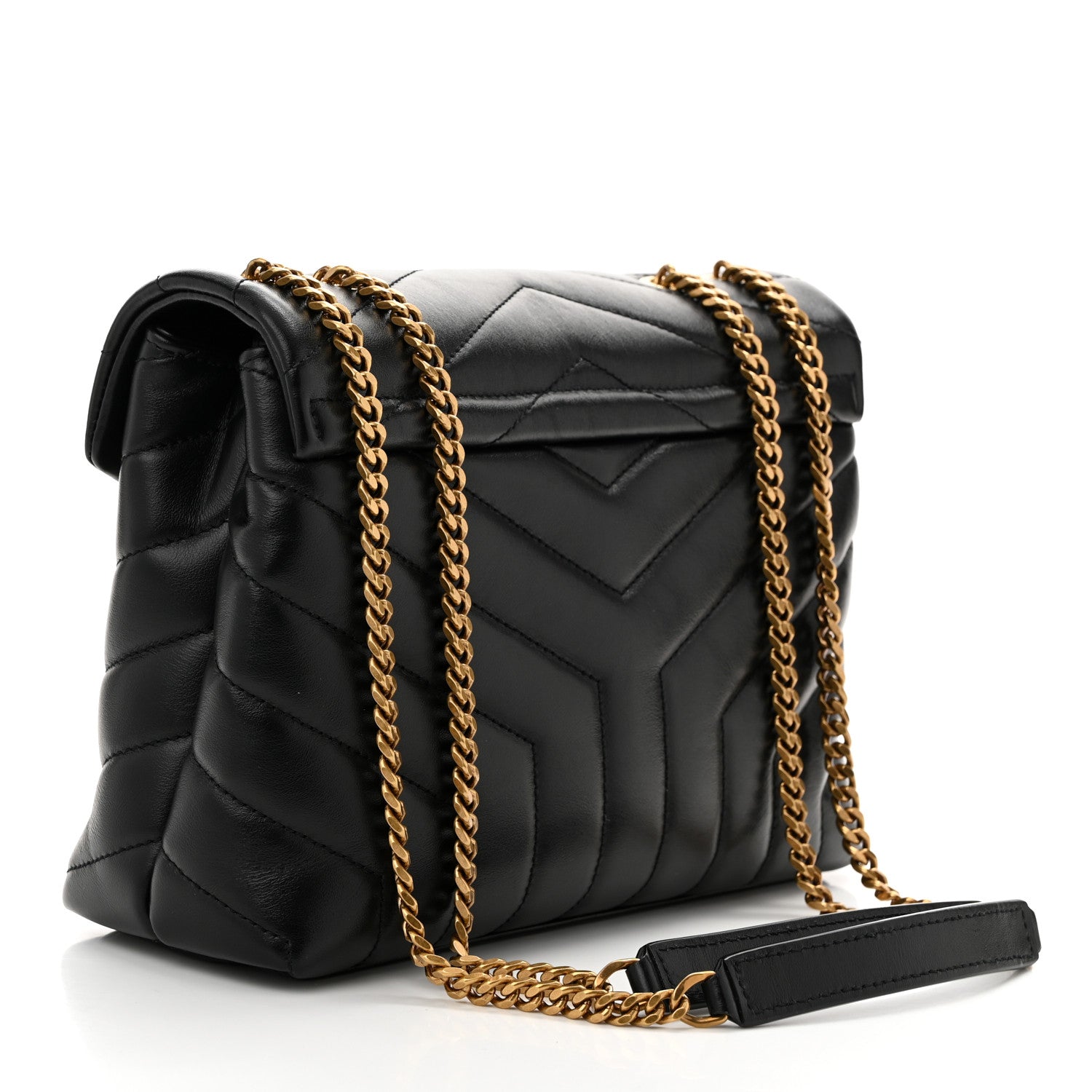 Saint Laurent Calfskin Y Quilted Monogram Small Loulou Chain Satchel Black 4 of 10
