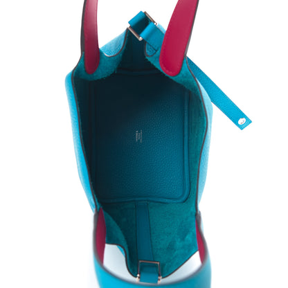 Hermes Taurillon Clemence Swift Eclat Picotin Lock 18 PM Bleu Frida Rose Mexico 5 of 10