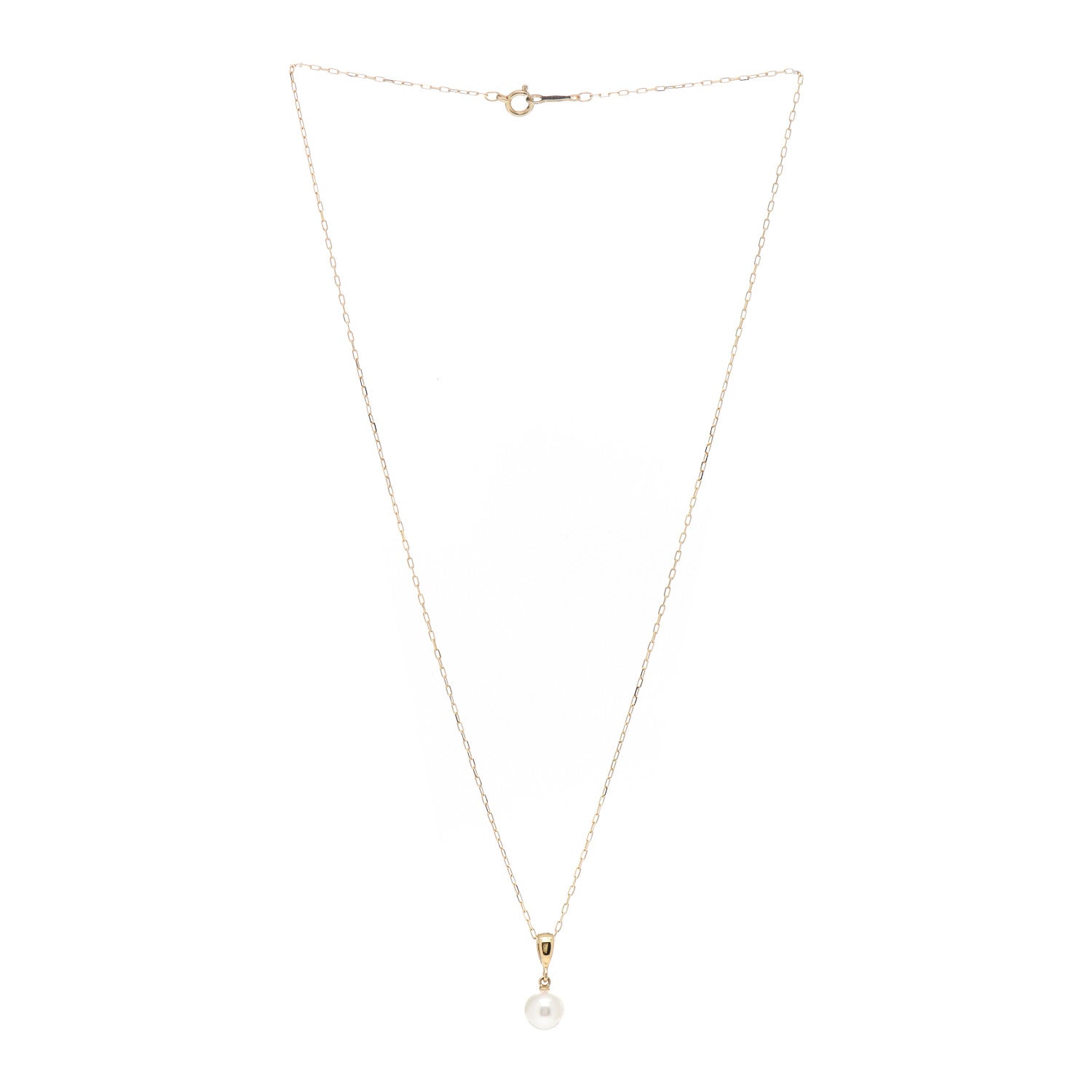 Mikimoto 18K Yellow Gold Akoya Pearl 6.5mm Drop Pendant Necklace 3 of 5