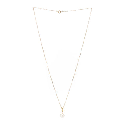 Mikimoto 18K Yellow Gold Akoya Pearl 6.5mm Drop Pendant Necklace 3 of 5