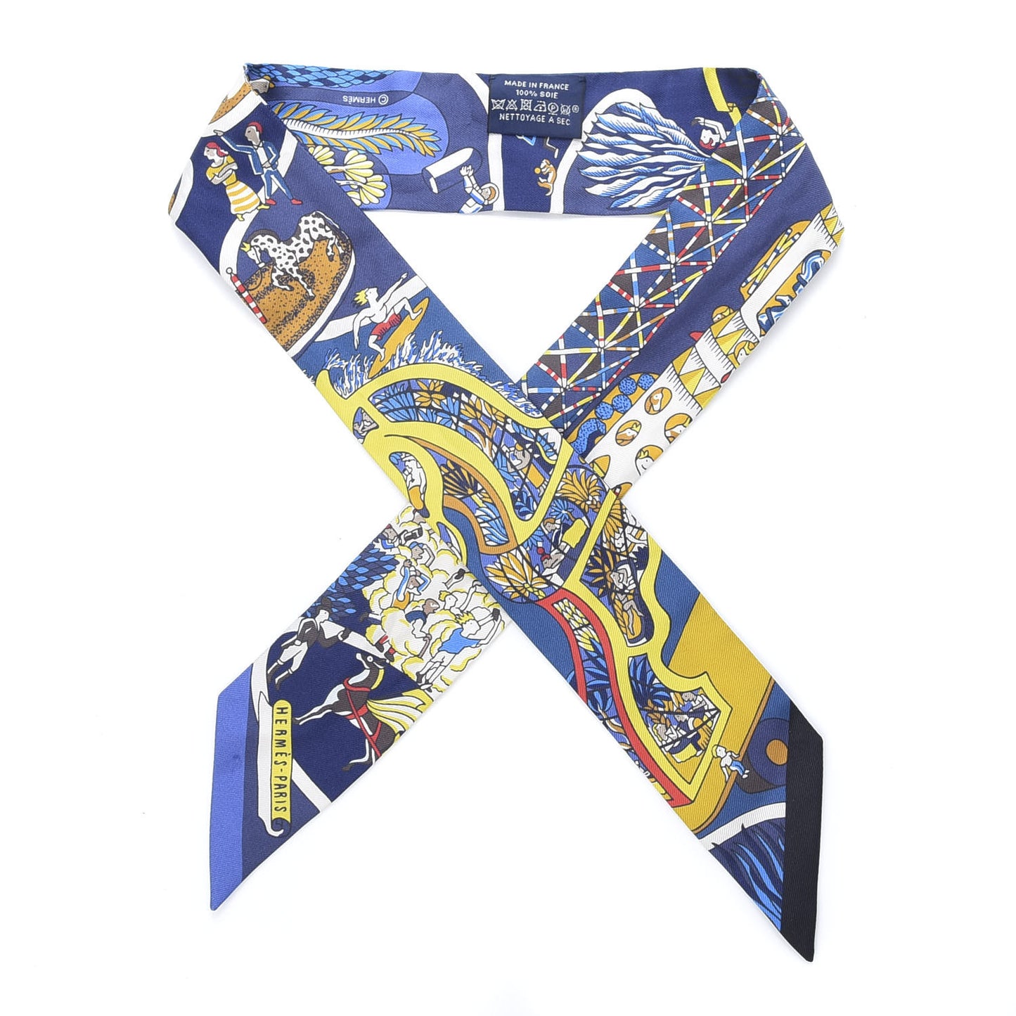 Silk Exposition Universelle Twilly Bleu Jaune Vif Rouge