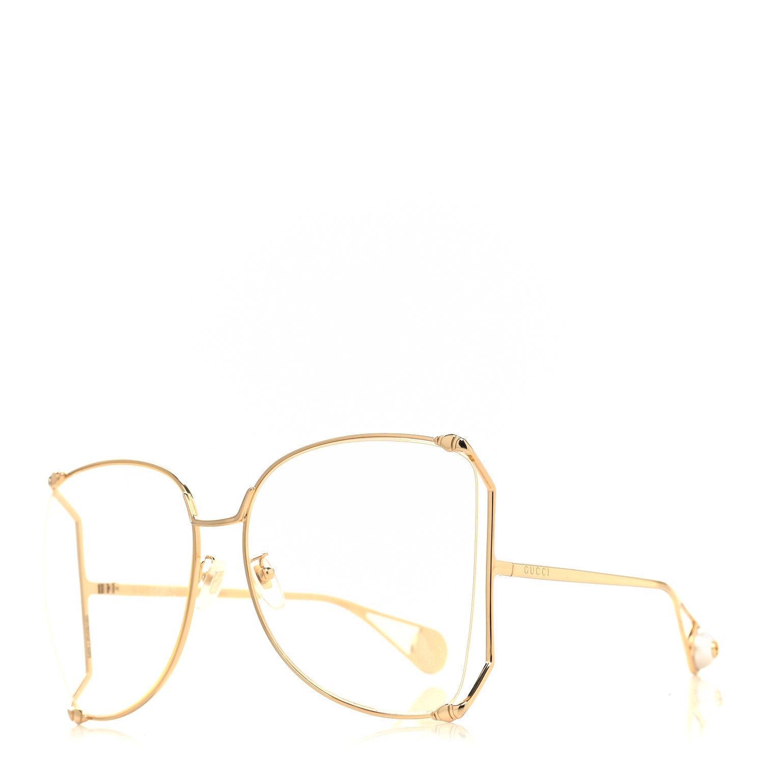Gucci Metal Oversized Round Sunglasses GG0252S Gold 1 of 6