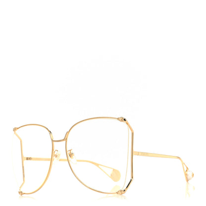 Gucci Metal Oversized Round Sunglasses GG0252S Gold 1 of 6