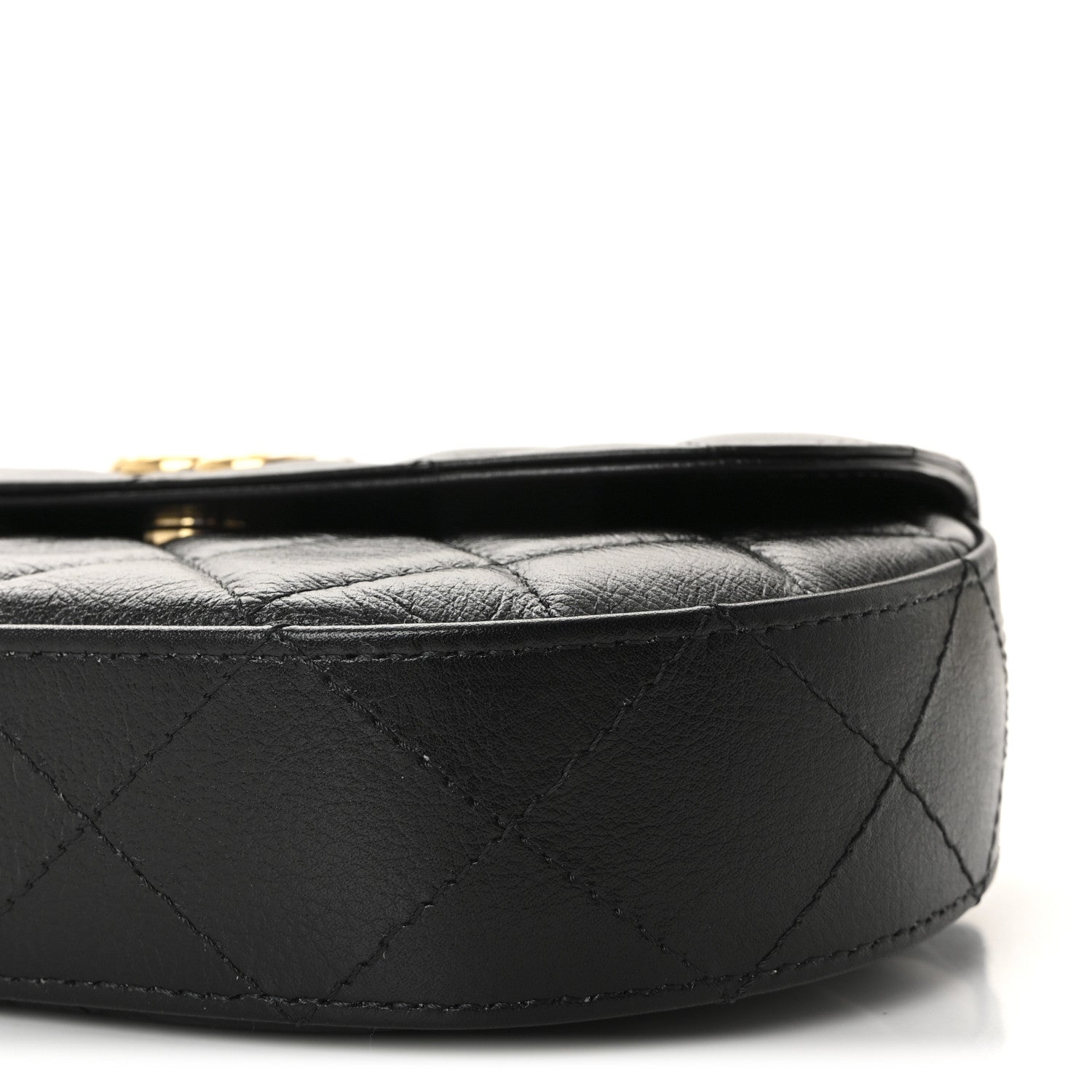 Chanel Shiny Aged Calfskin Quilted Flap Phone Holder With Chain Black 11 of 12