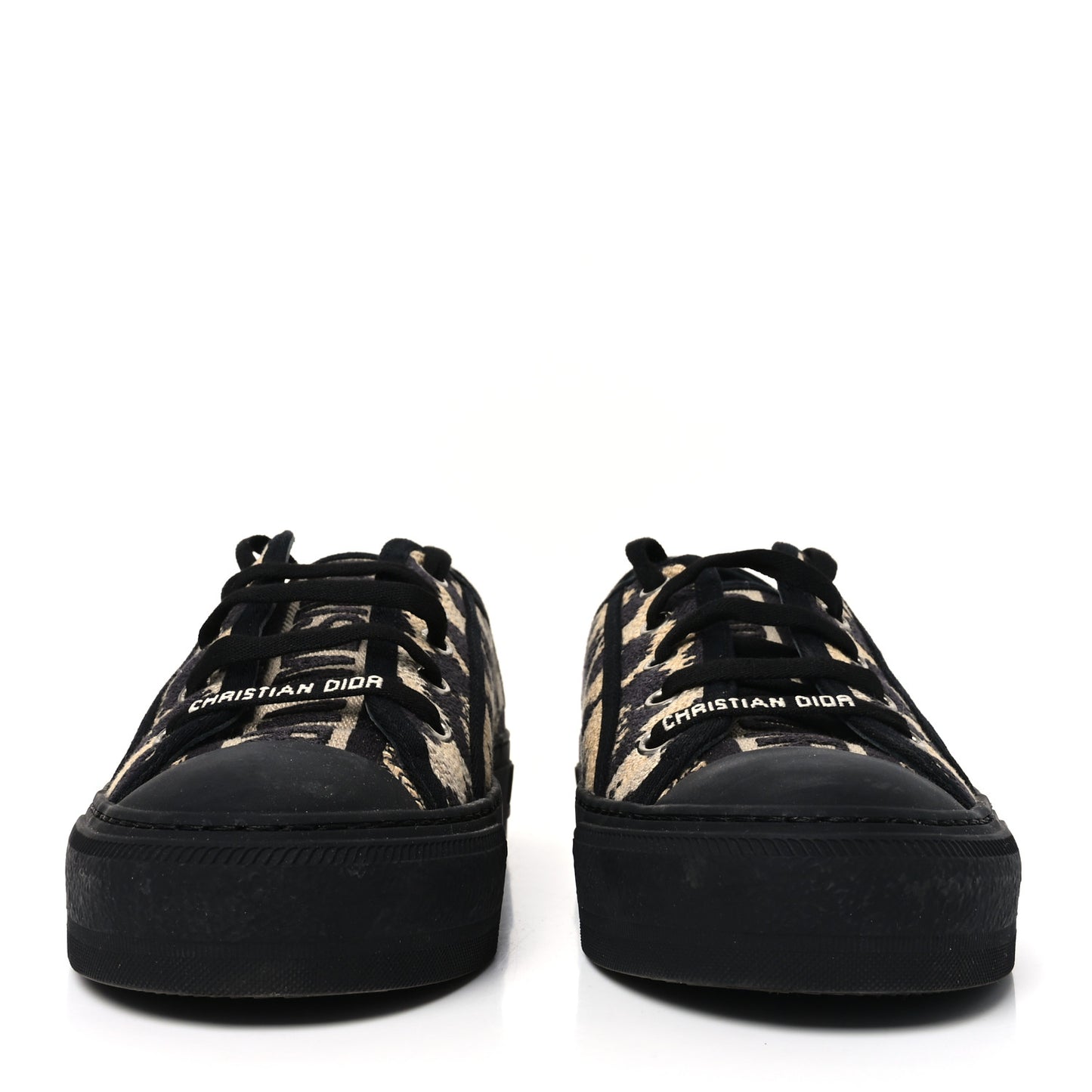 Canvas Leopard Print Embroidered Womens Walk'N'Dior Low Top Sneakers 38 Natural