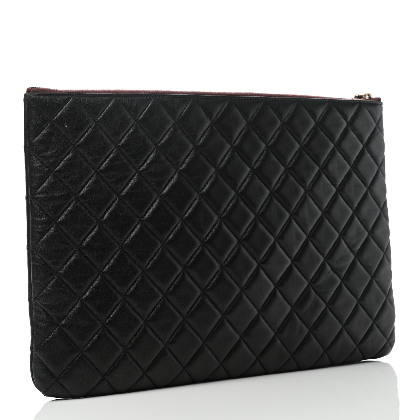 Lambskin Quilted Large Cosmetic Case Black