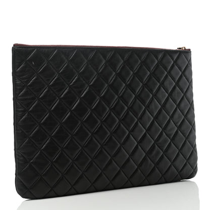 Chanel Lambskin Quilted Large Cosmetic Case Black 3 of 8