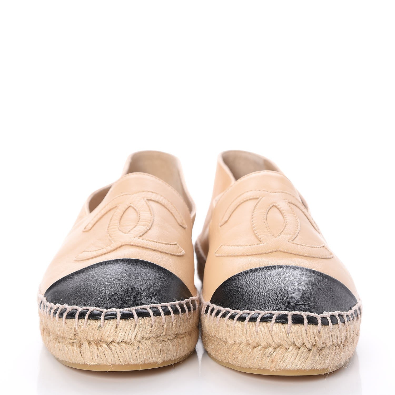 Chanel Lambskin CC Espadrilles 38 Beige Black 2 of 9