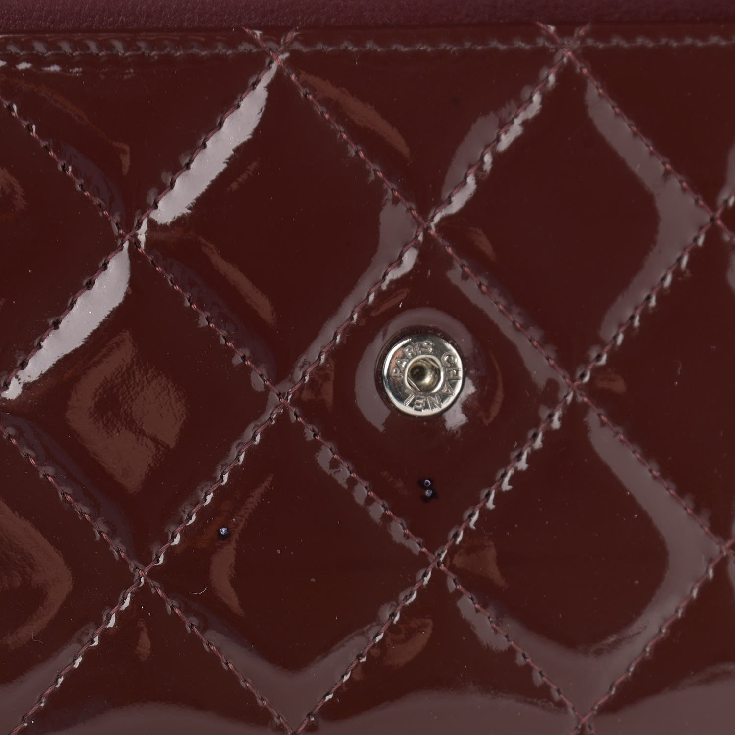 Chanel Patent Quilted Wallet On Chain WOC Burgundy 18 of 18