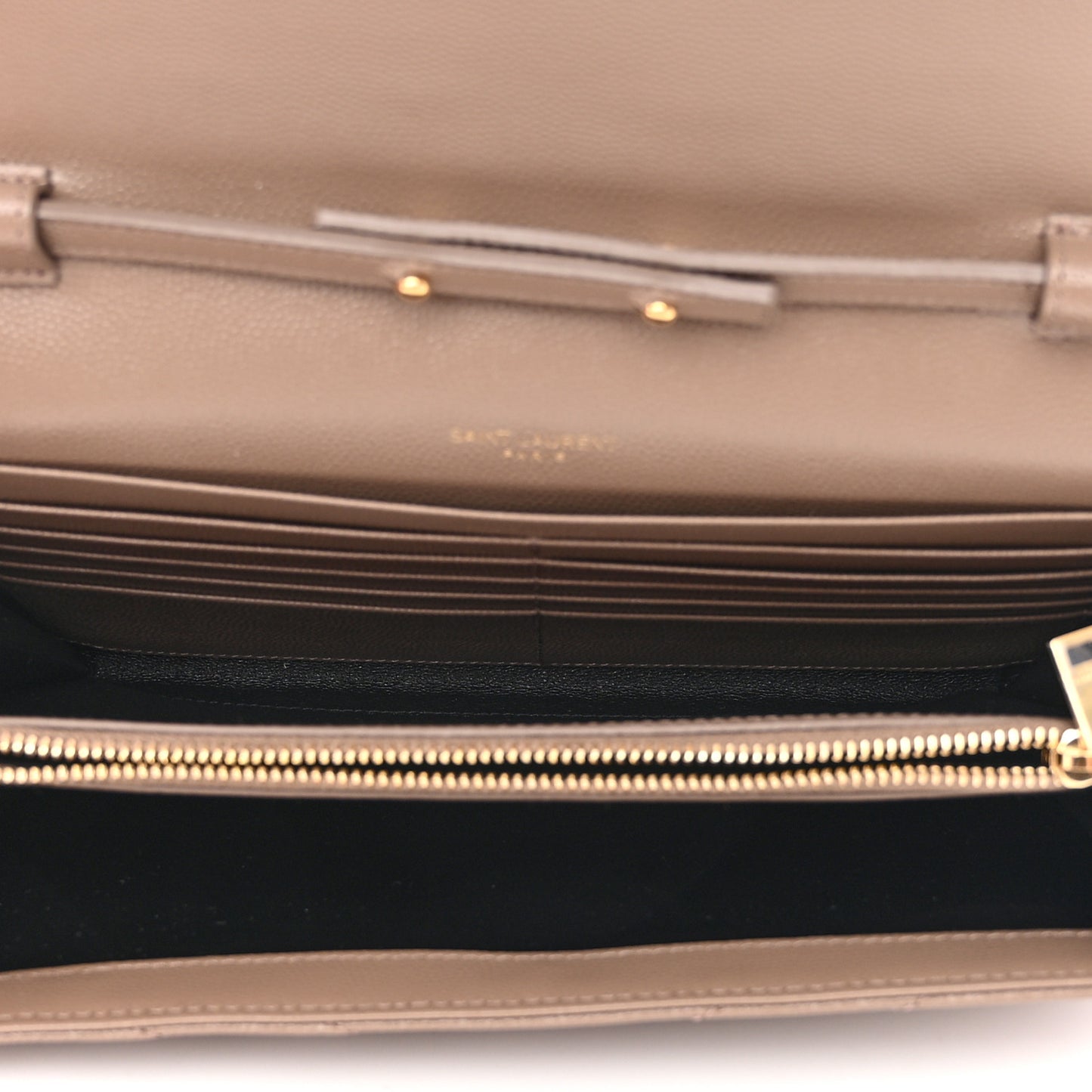 Grain De Poudre Matelasse Chevron Monogram Chain Wallet Taupe
