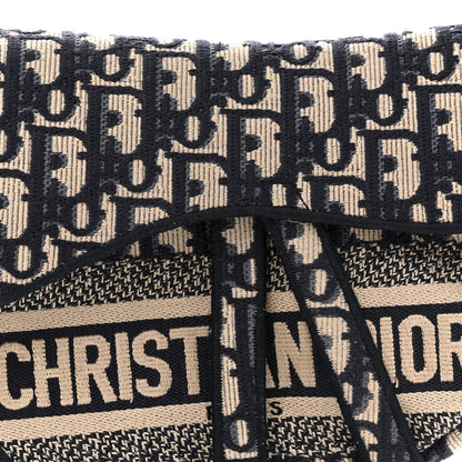 Christian Dior Oblique Embroidered Saddle Bag Blue 8 of 14