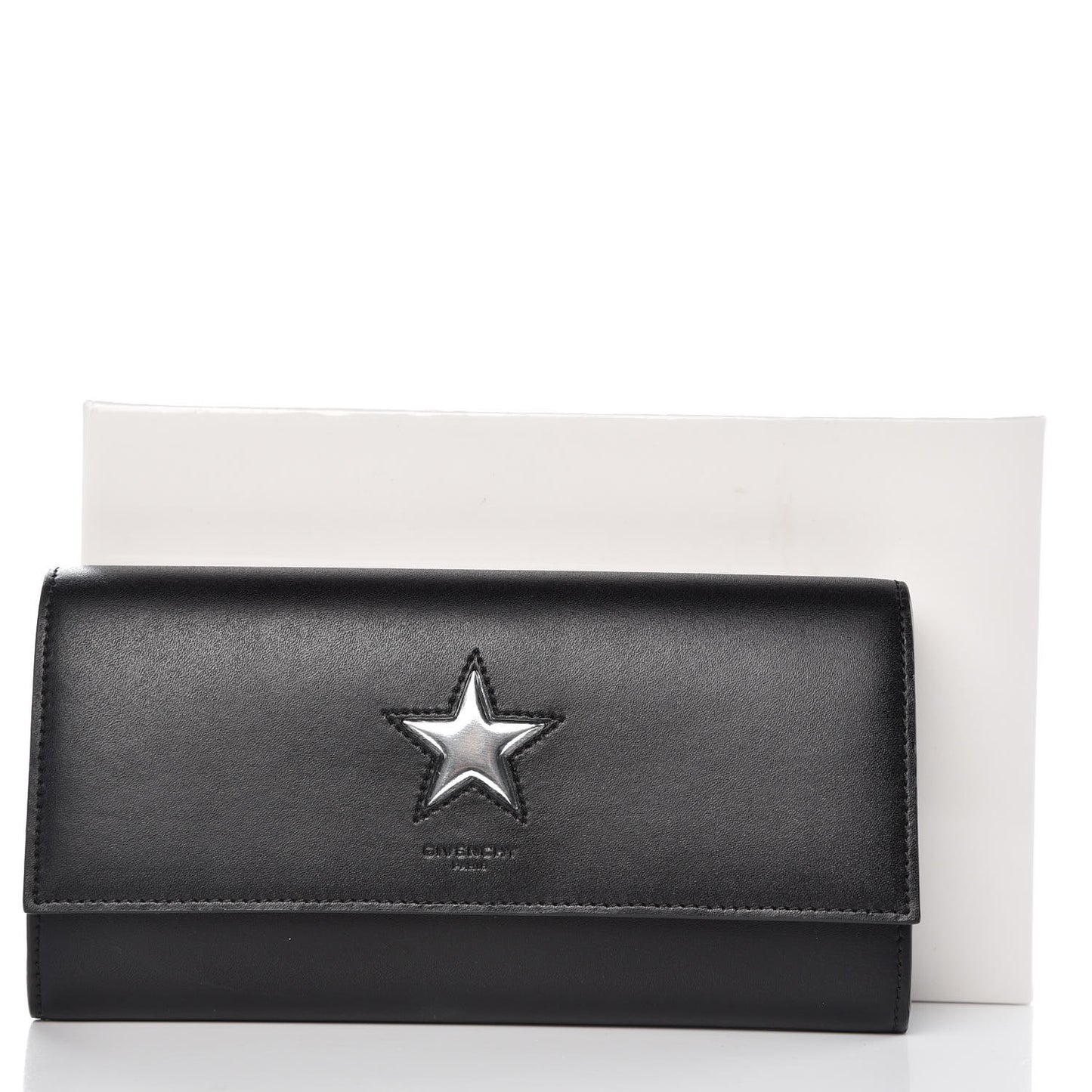 Calfskin Star Pandora Continental Wallet Black Silver