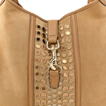 Gucci Suede Studded Large Jackie Shoulder Bag Light Brown 9 of 11