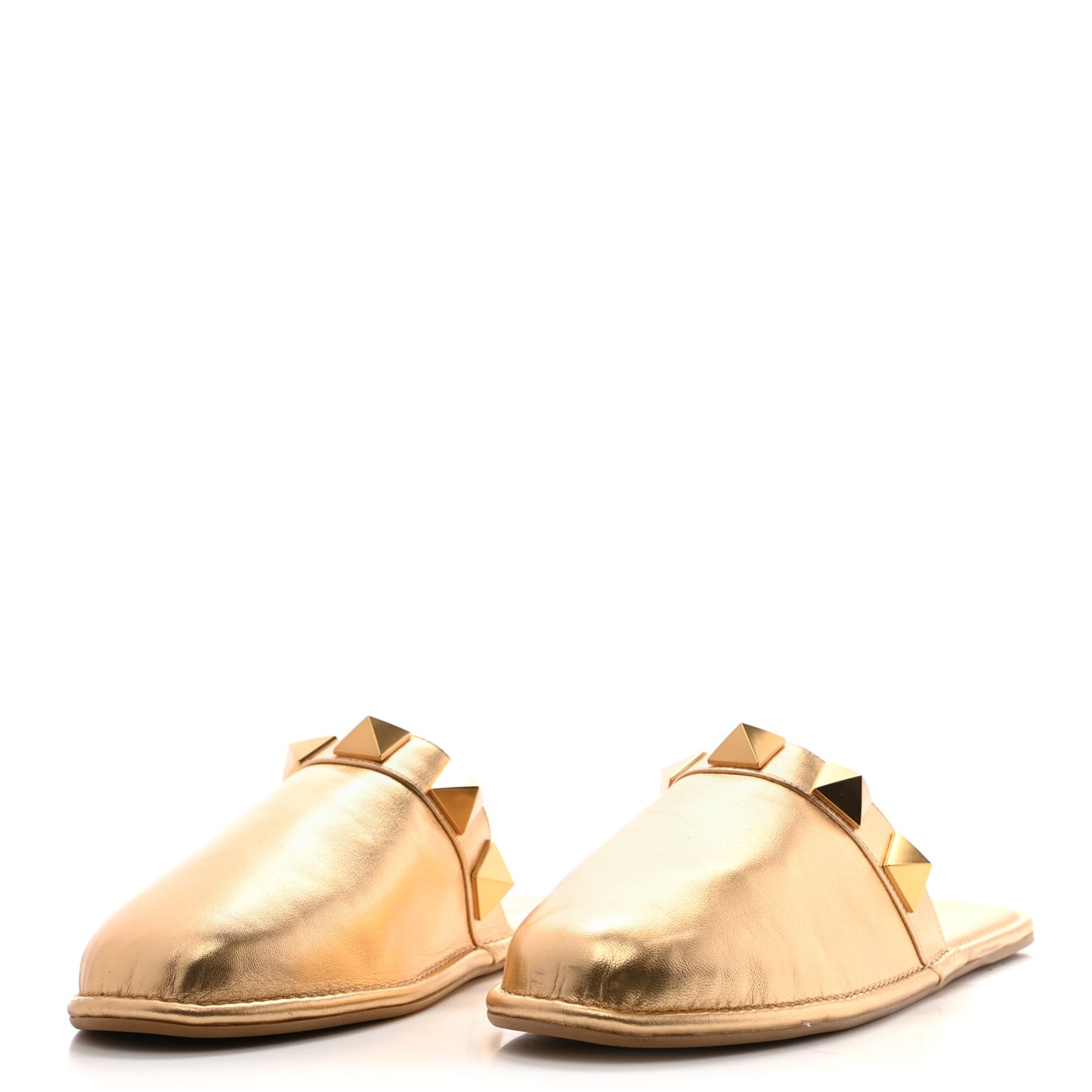 Metallic Nappa Roman Stud Slippers 38.5 Antique Brass