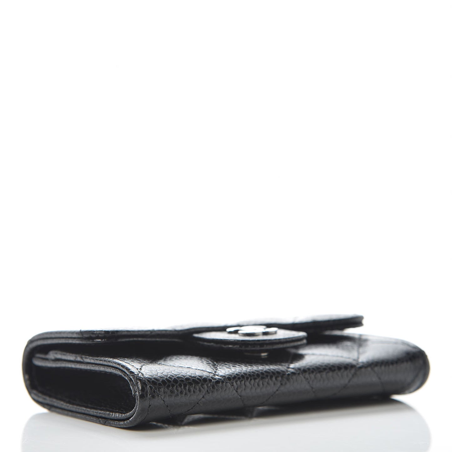 Caviar Quilted Flap Card Holder Black