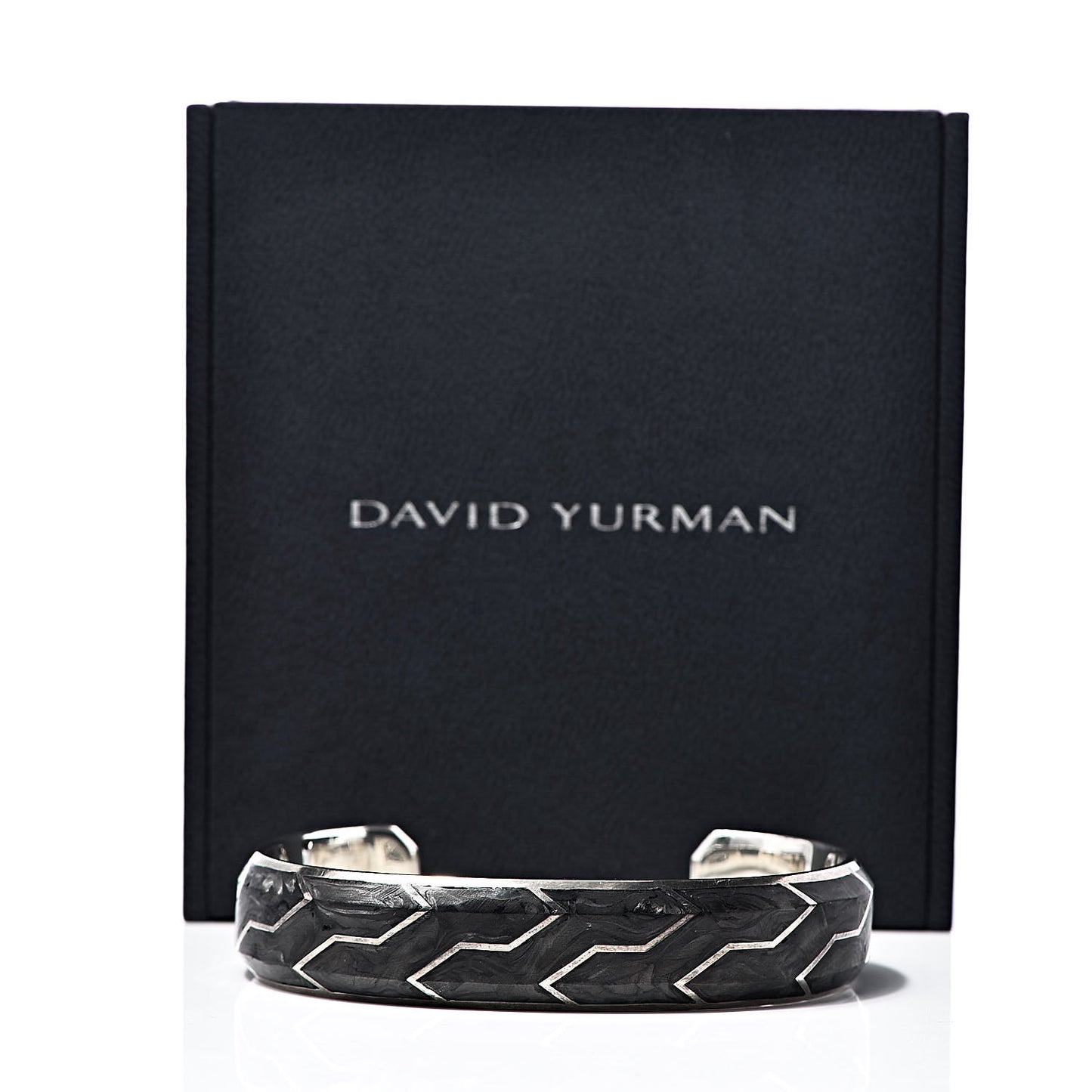 Sterling Silver Forged Carbon Mens Cuff Bracelet
