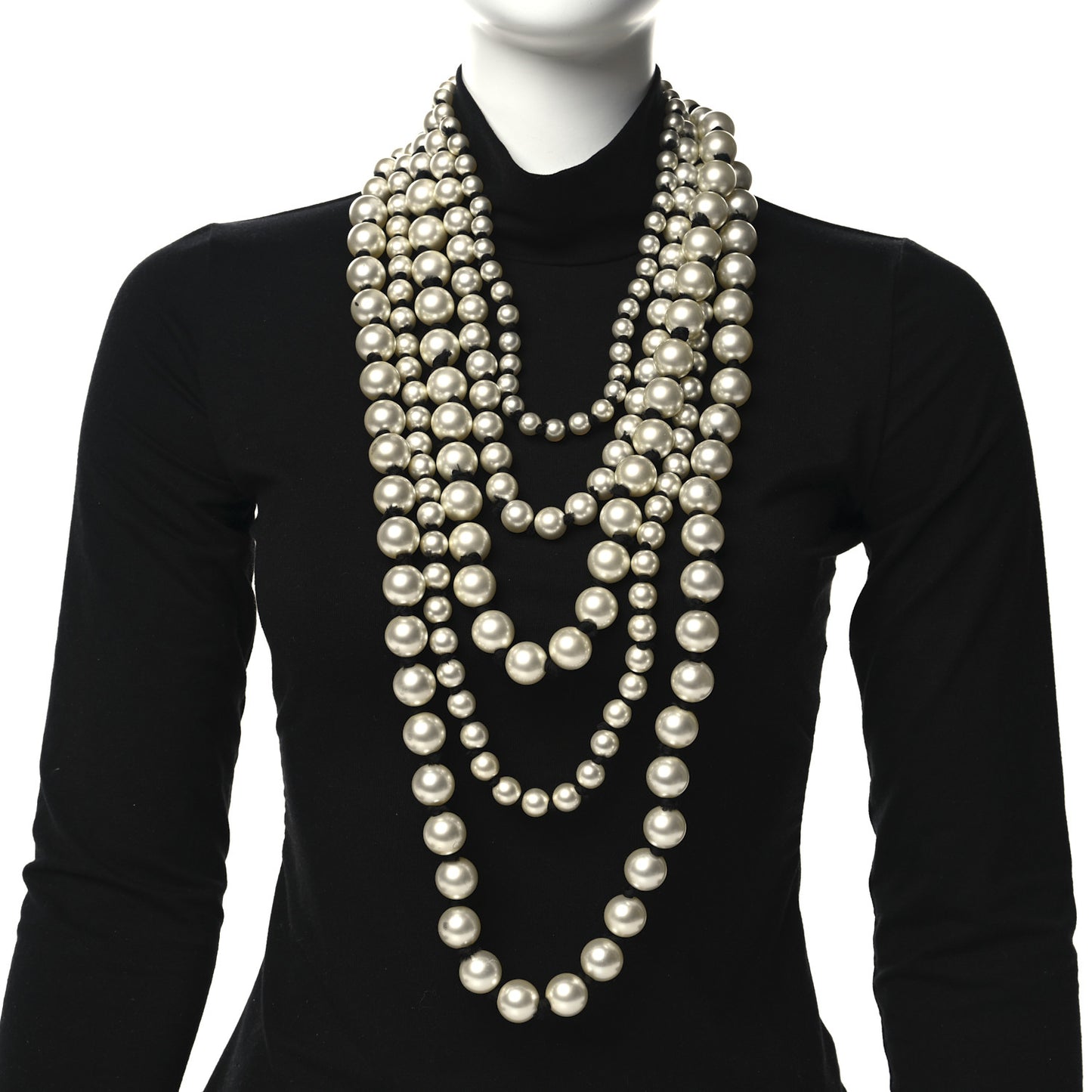 Pearl Multi Strand Long Necklace Gold
