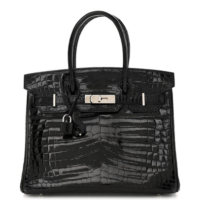 Hermes Shiny Niloticus Crocodile Birkin 30 Black 1 of 15