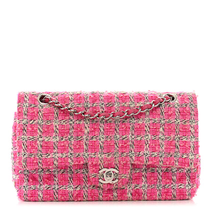Chanel Tweed Quilted Medium Double Flap Hot Pink 1 of 13