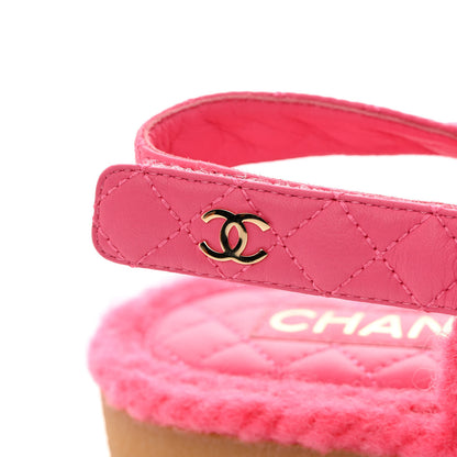 Chanel Cord Lambskin Quilted Logo Sandals 38 Pink 10 of 11