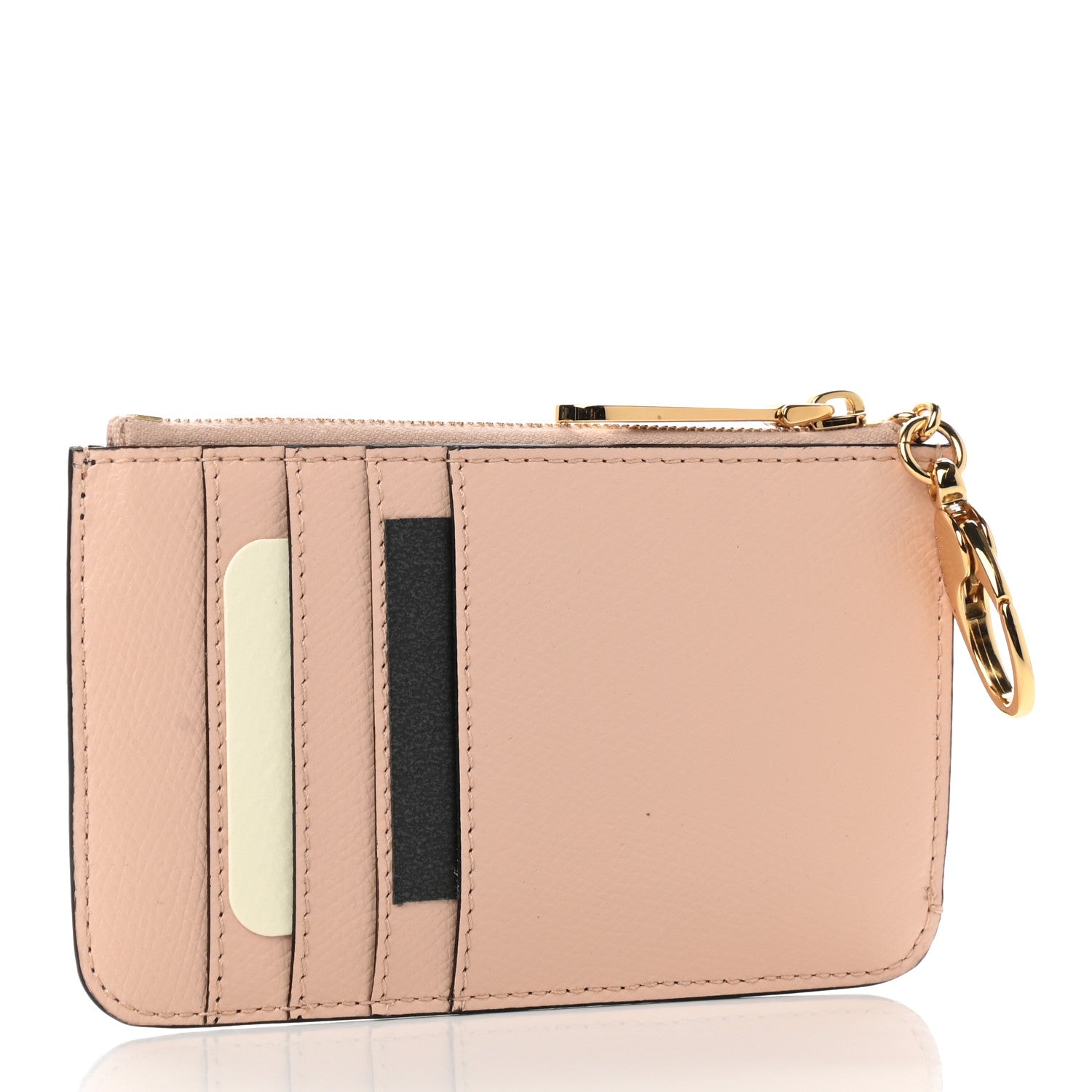 Fendi Vitello Cruise F is Fendi Bi-Color FF 1974 Embossed Key Case Pouch Maya Black Light Rose 3 of 8