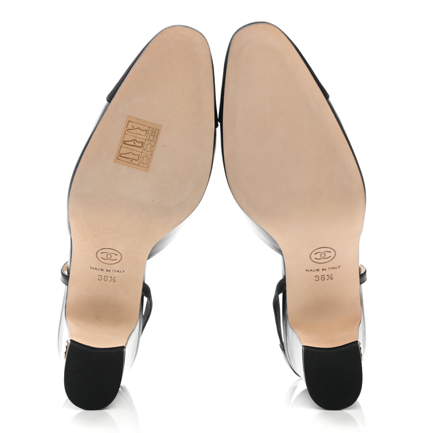 Goatskin Grosgrain Cap Toe CC Slingback Sandals 36.5 Black