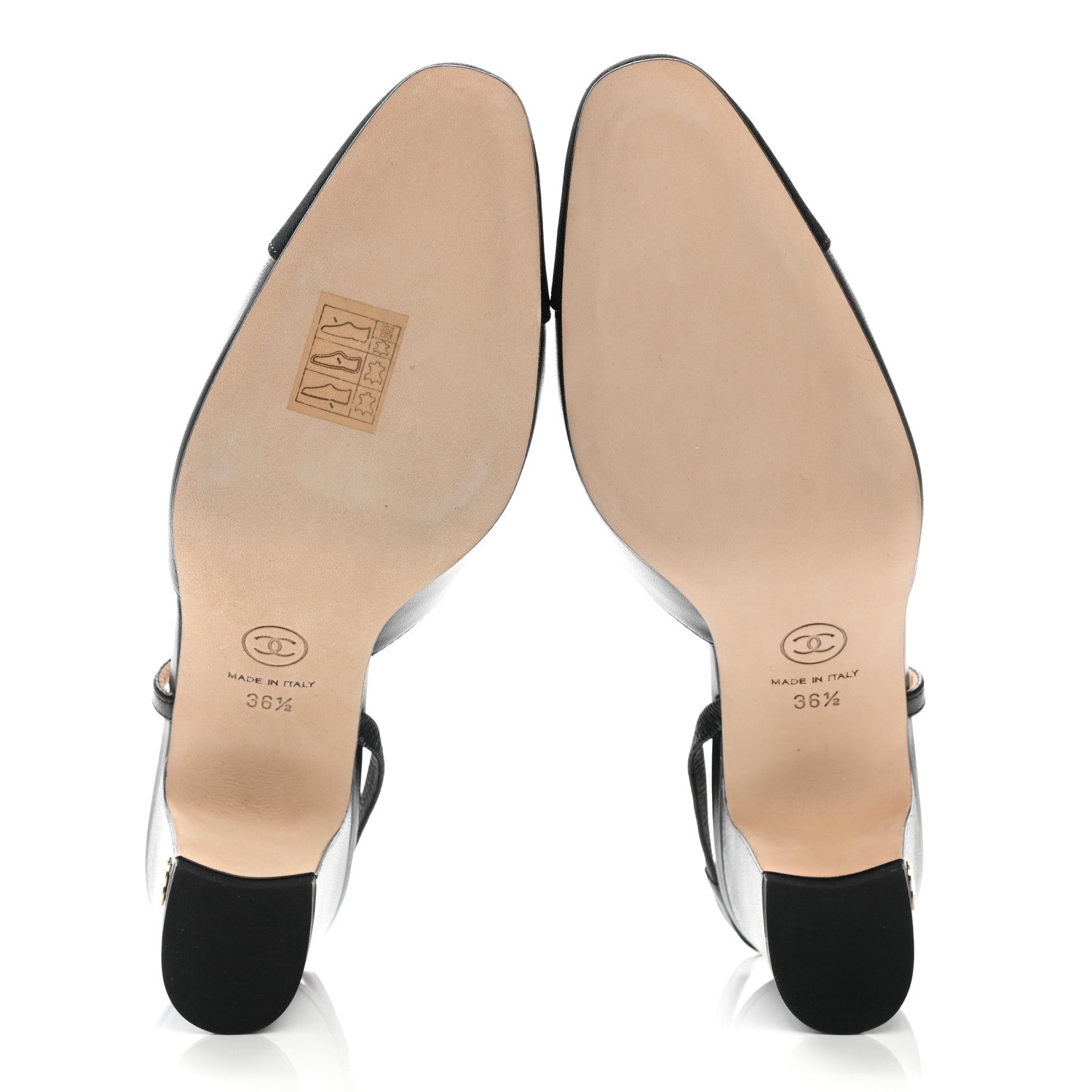 Chanel Goatskin Grosgrain Cap Toe CC Slingback Sandals 36.5 Black 5 of 9