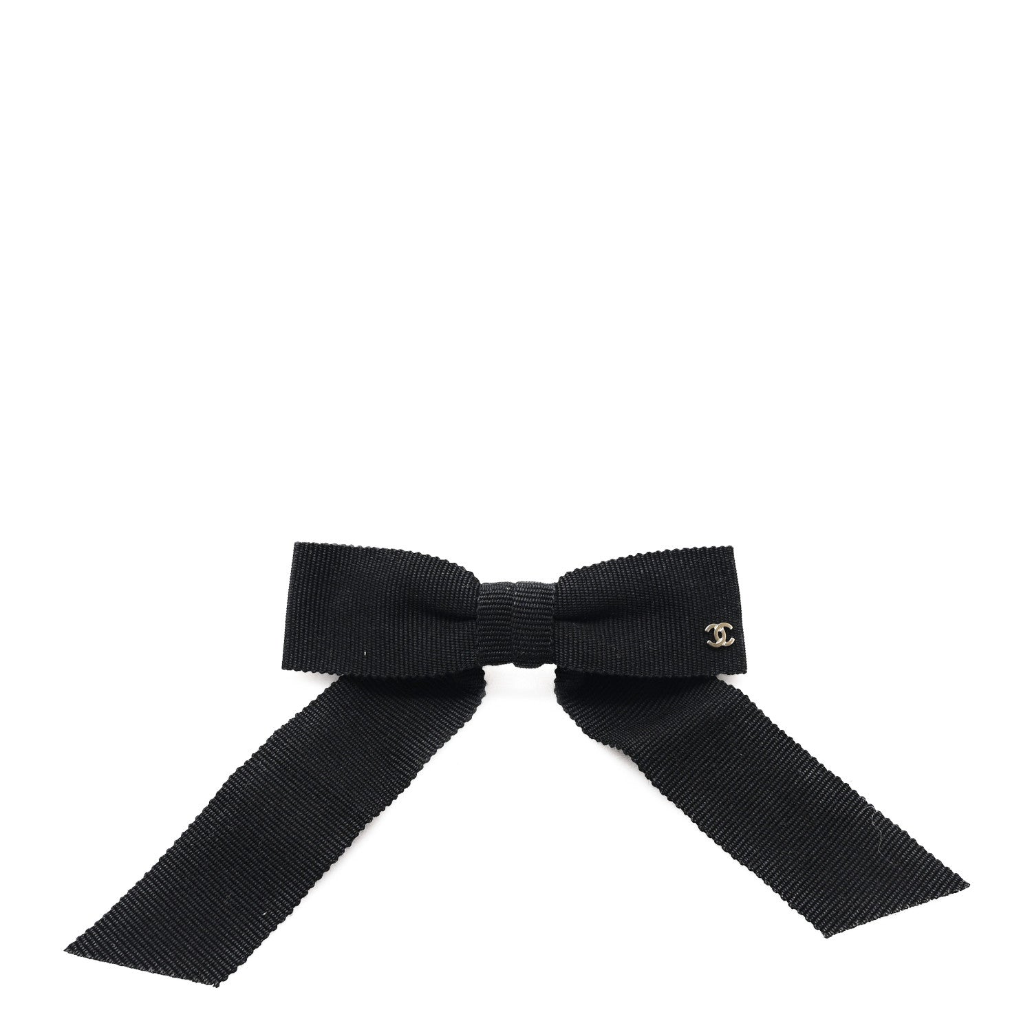 Chanel Grosgrain Bow CC Hair Clip Black 1 of 3