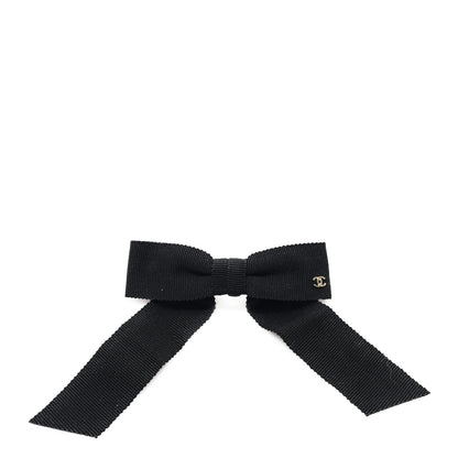 Chanel Grosgrain Bow CC Hair Clip Black 1 of 3