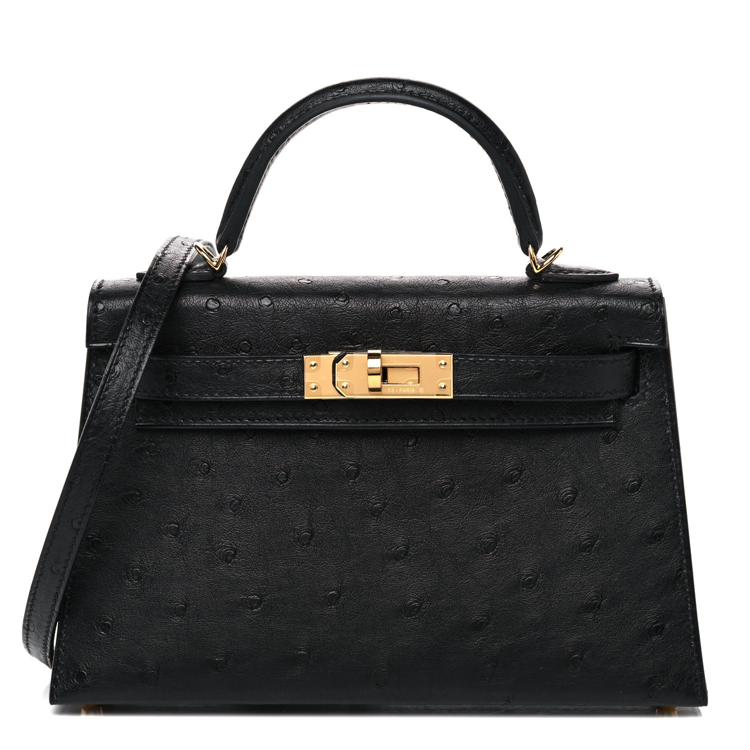 Hermes Ostrich Kelly Sellier Mini 20 Black 1 of 13