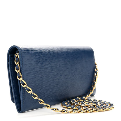 Prada Vitello Move Metal Oro Chain Wallet Bluette 3 of 14