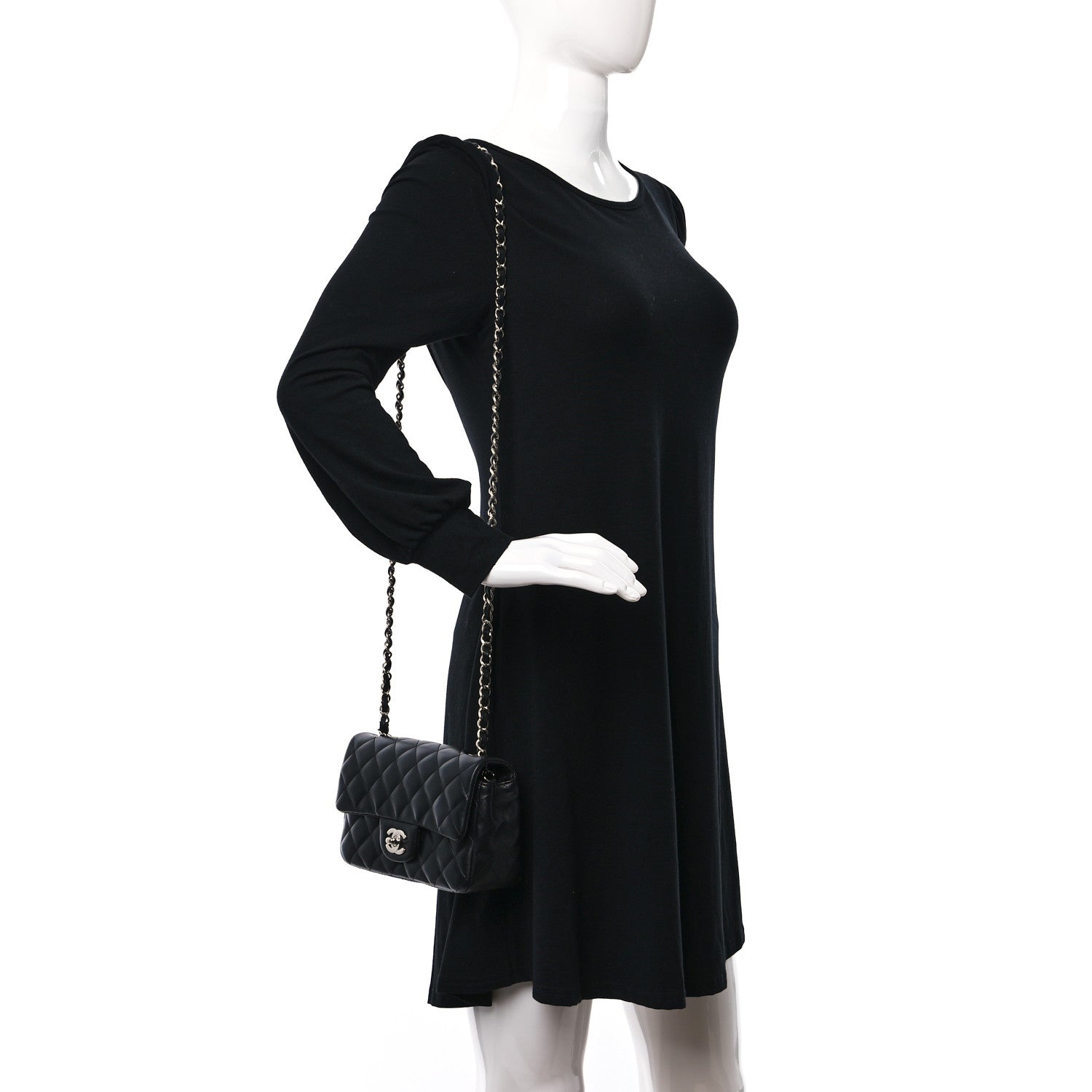 Chanel Lambskin Quilted Mini Rectangular Flap Black 3 of 10