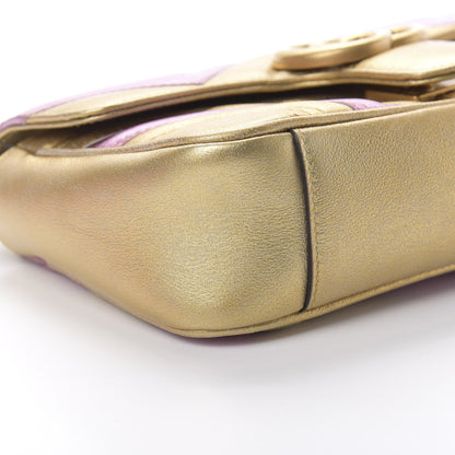 Gucci Metallic Calfskin Matelasse Mini GG Marmont Shoulder Bag Gold Pink 9 of 11