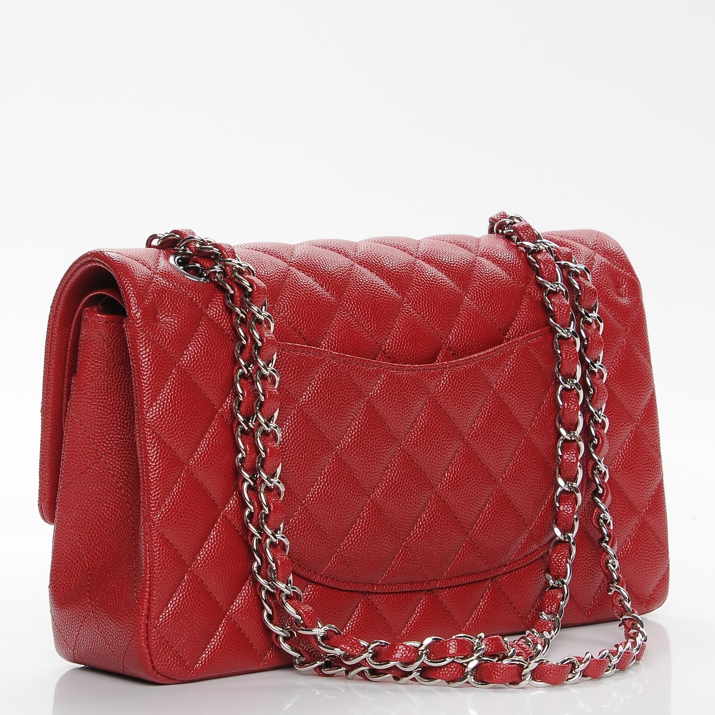 Caviar Quilted Medium Double Flap Red